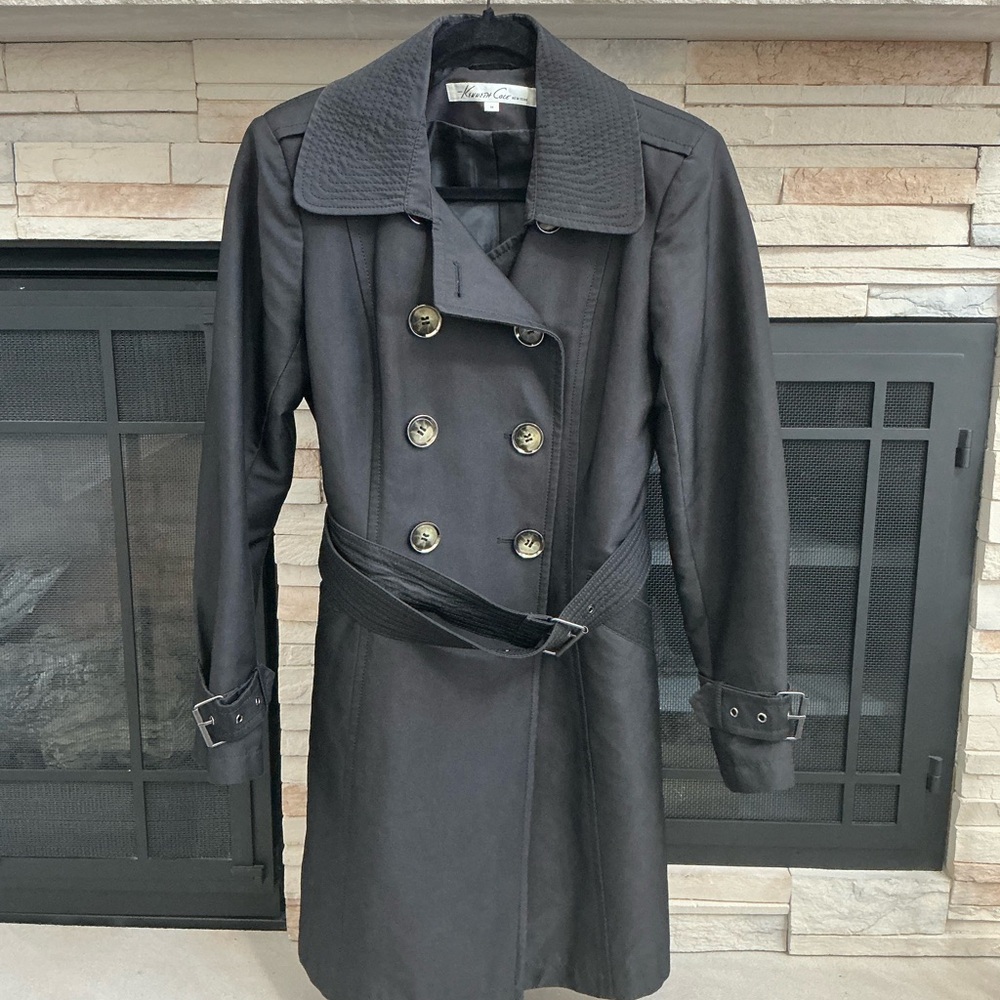 Kenneth Cole New York Charcoal Double-Breasted Trench Coat